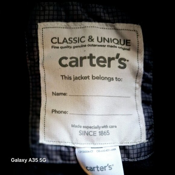 Carters Toddler Boys Gray Hooded Puffer Jacket With Orange Zipper Details 2T - Picture 6 of 8